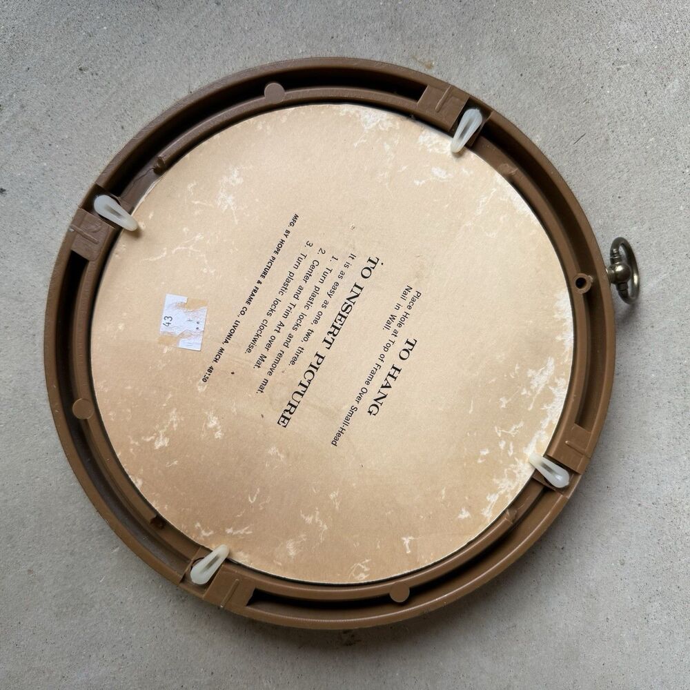 Vintage Pressed Flower Wall Art Round Brass‑Tone Frame 1960s–70s Hong Kong 8.5” - Picture 4 of 6